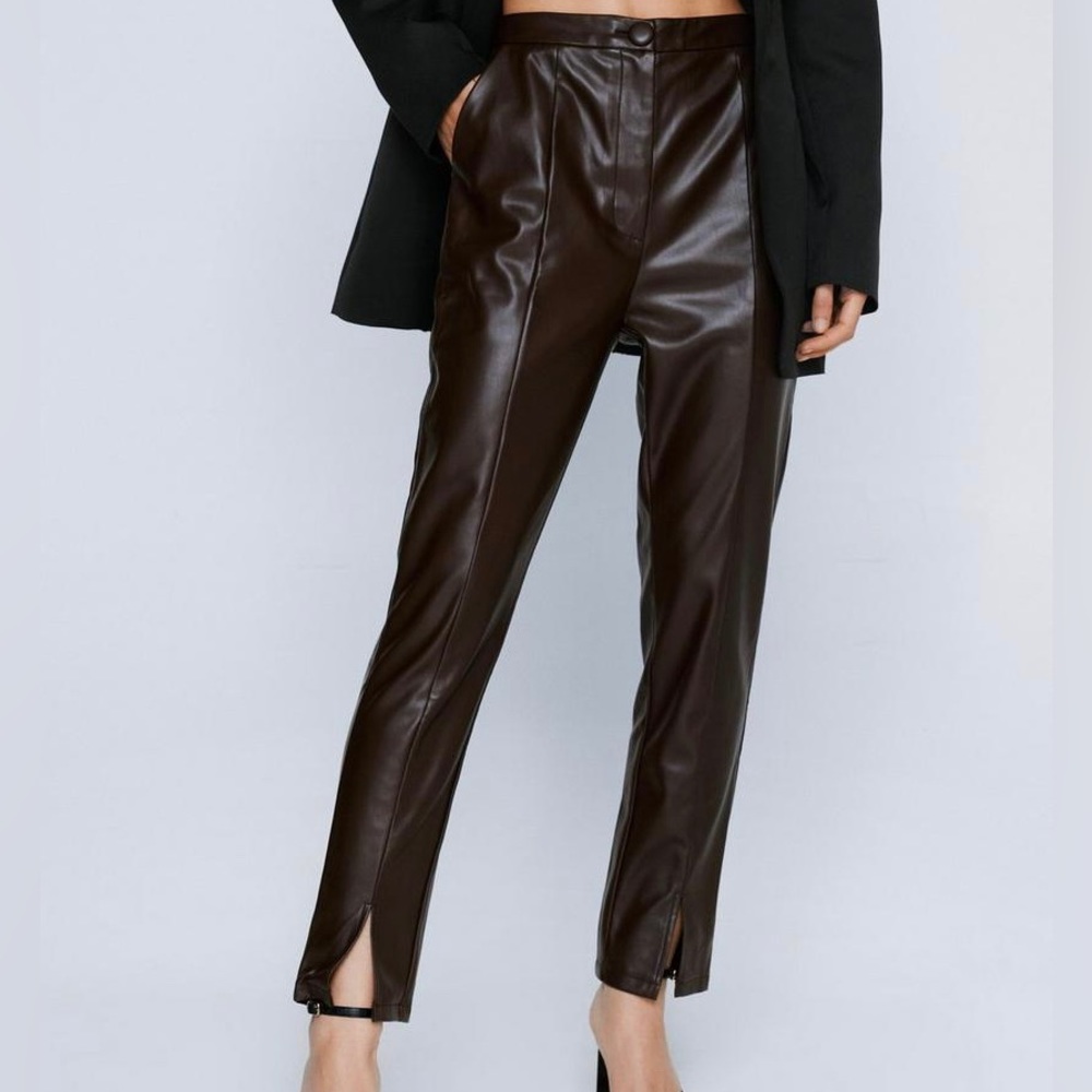 Faux Leather Brown Skinny Pants NWT